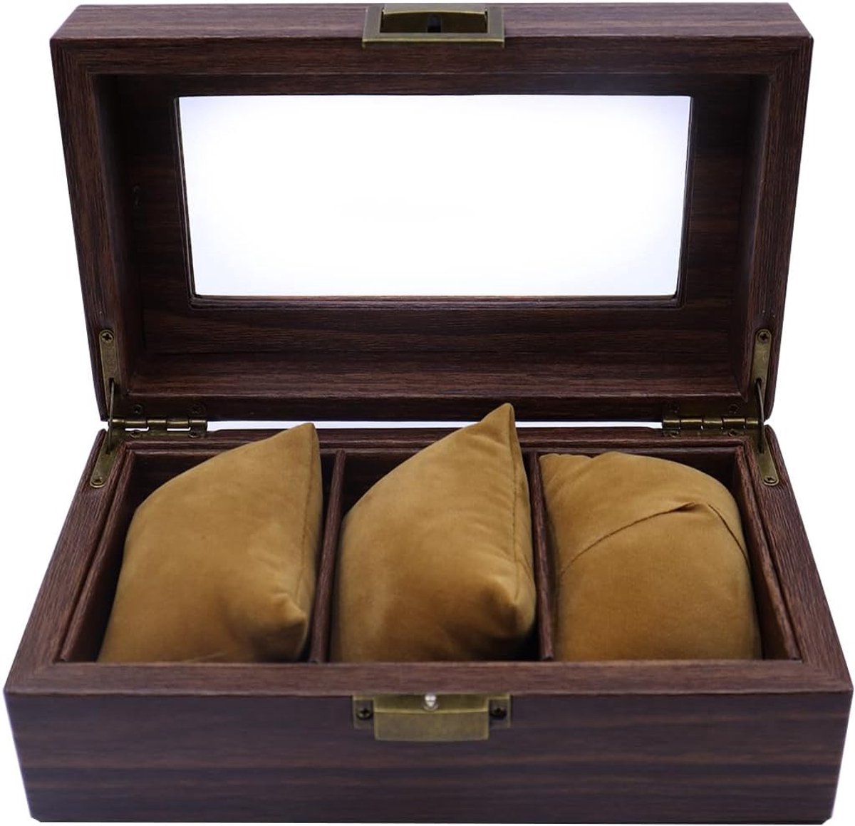 Elegante horlogedoos - 3 sleuven - PU en glas - Perfect als cadeau