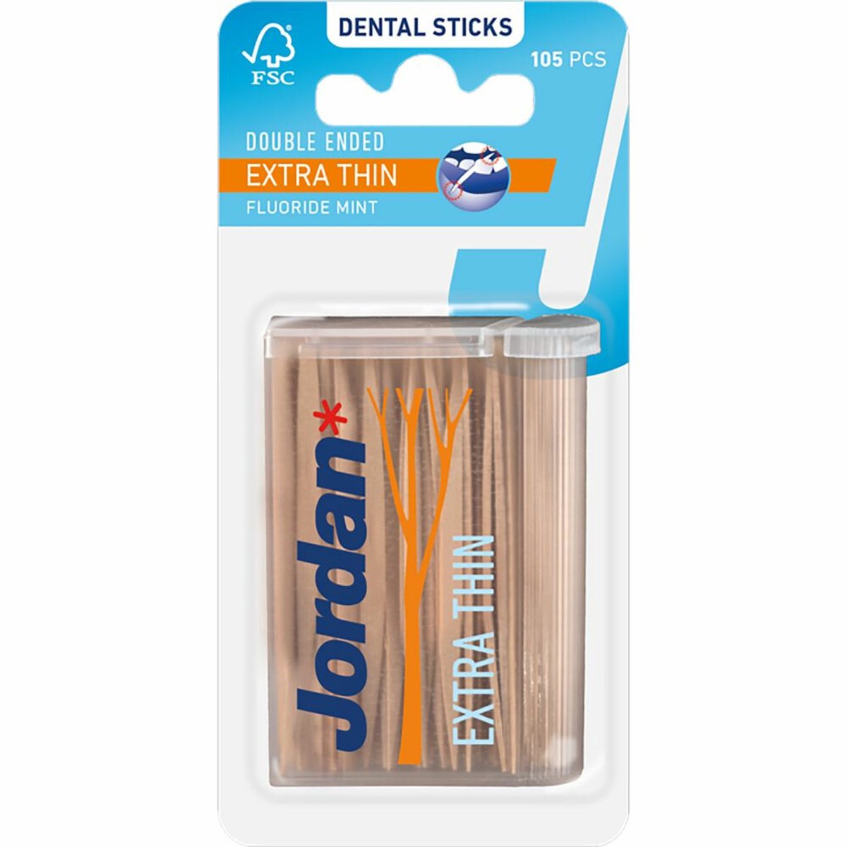 Jordan Tandenstokers Double Ended Extra Thin - 3 x 105 stuks - Voordeelverpakking