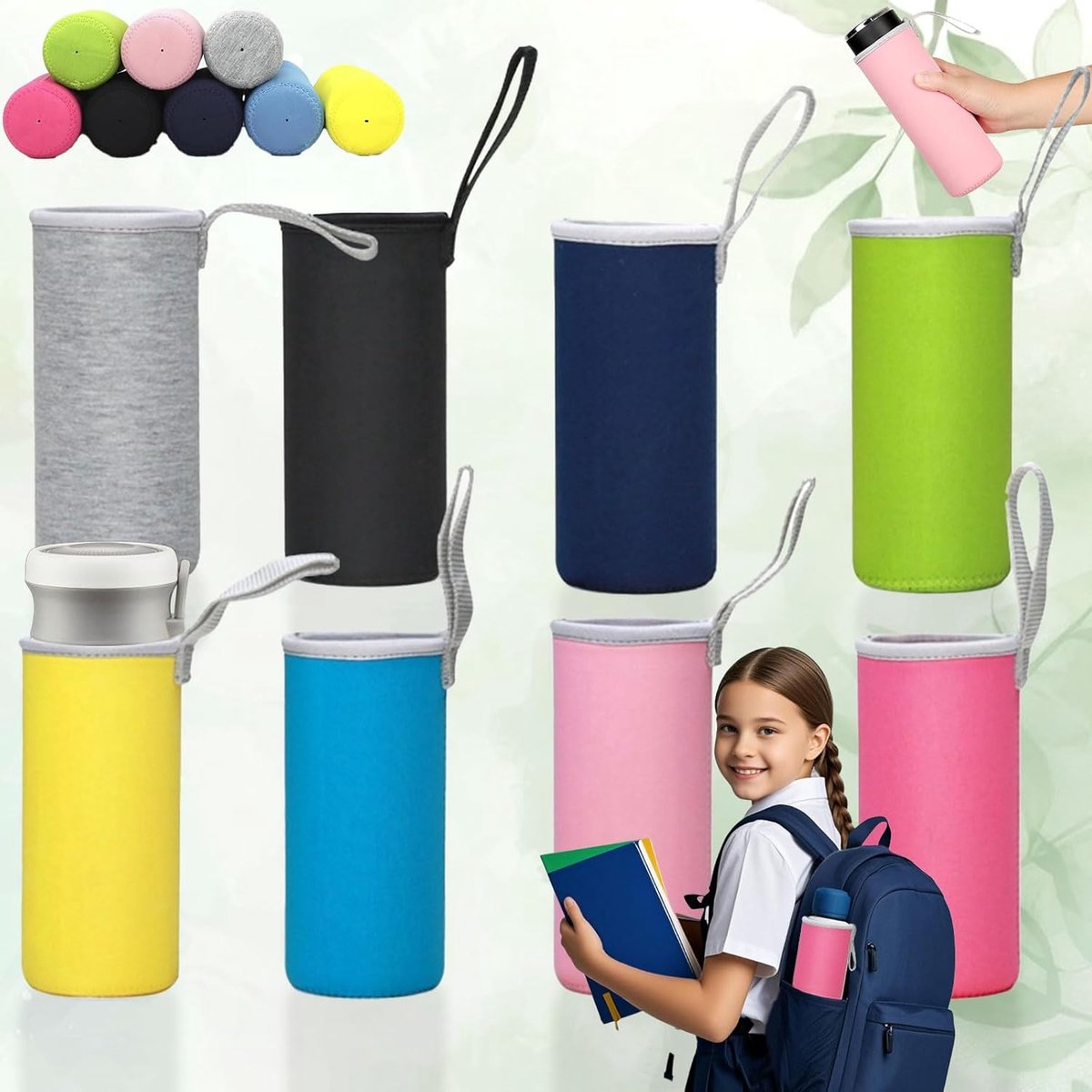 Neopreen Bidonhouder - Beschermhoes voor Waterfles - 8 Stuks - 8 Kleuren - Geïsoleerd