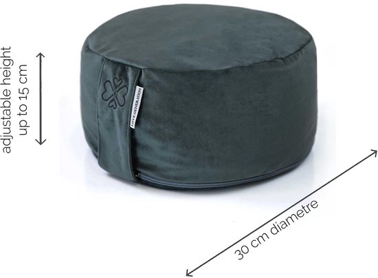 Fluwelen Meditatiekussen - ⌀30cm - 15cm - Bohemian Blue van Pure Mindfulness — afbeelding 5