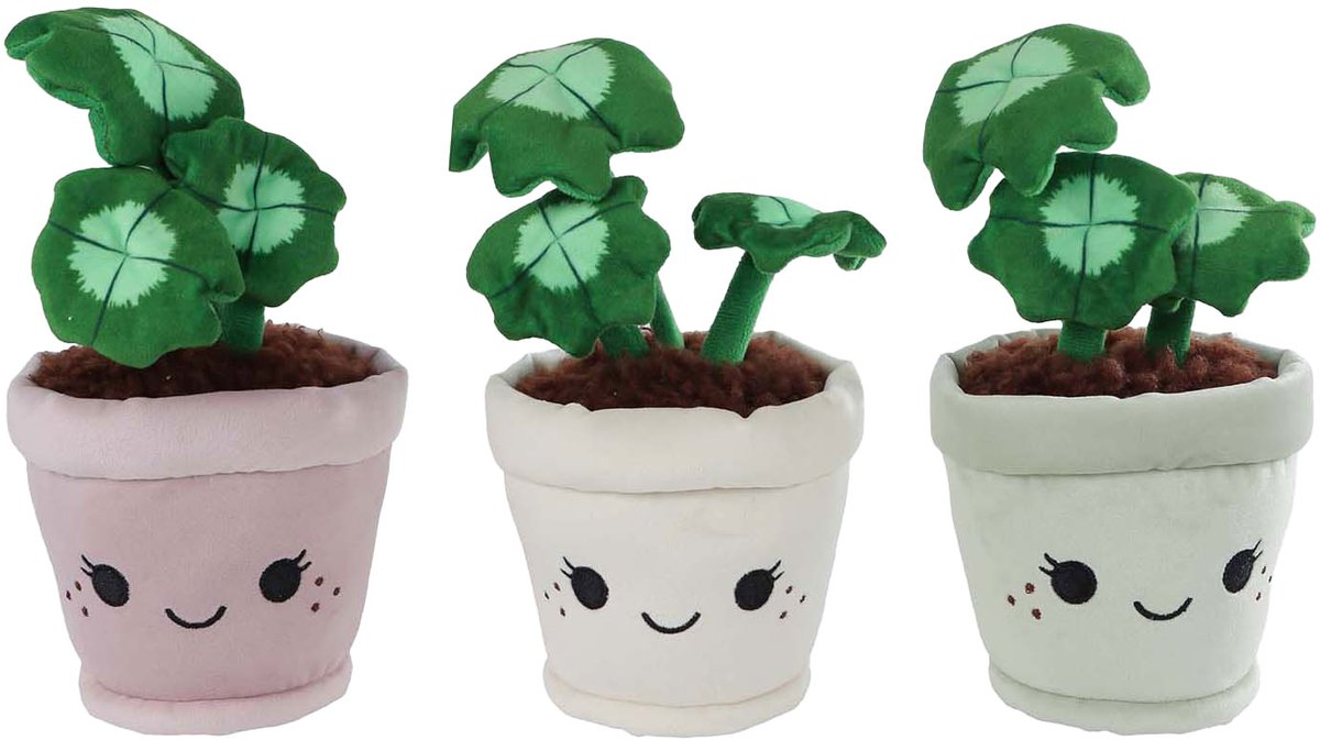Pluche knuffel plant klavertje-4 19cm multi kleuren speelgoed.