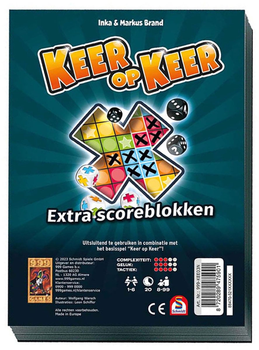 999 Games - Scoreblokken - Keer op Keer - Twee stuks - Level 1 - Dobbelspel — afbeelding 8