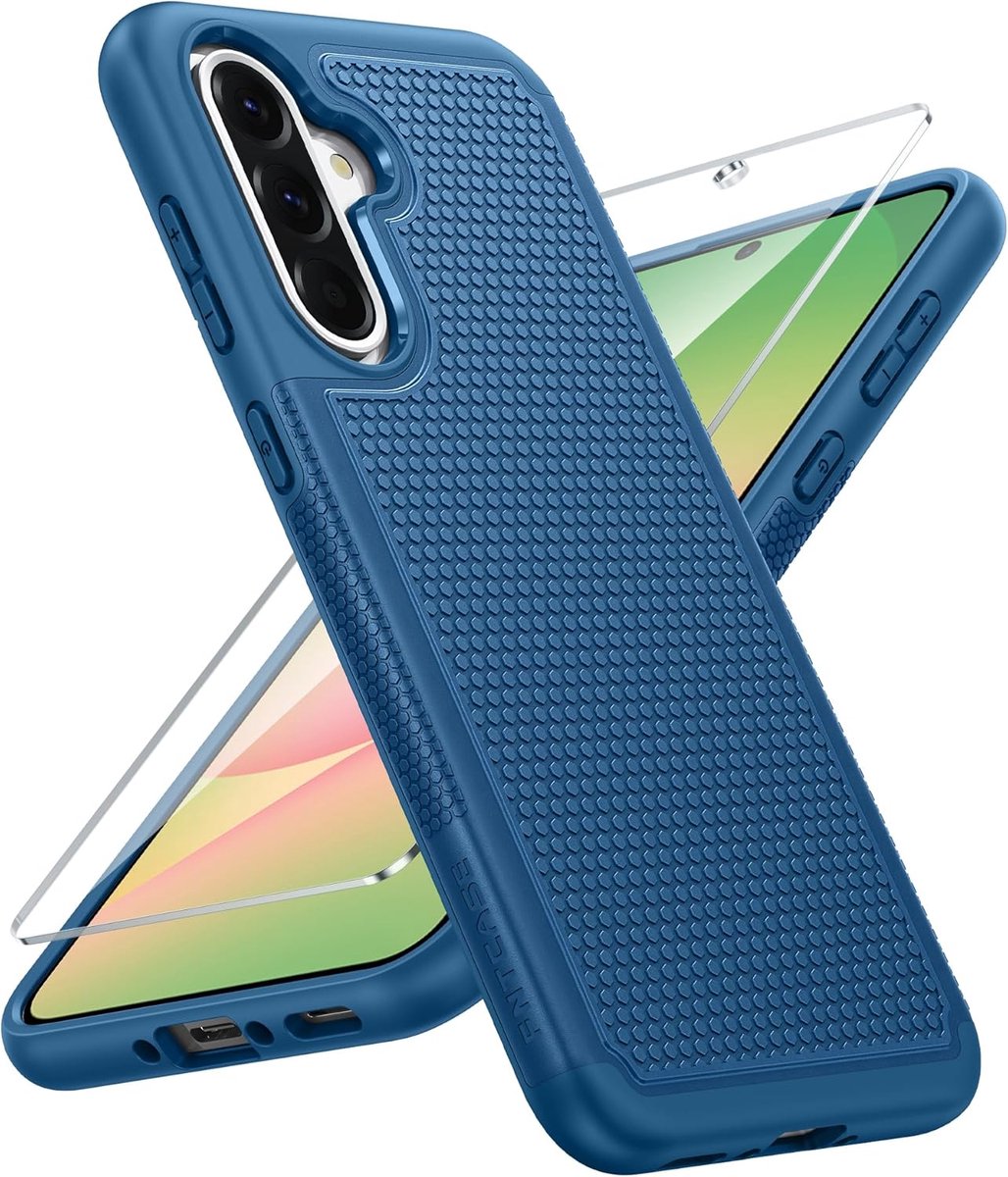 Zandarix Geschikt voor Samsung Galaxy A56 5G - Militaire - Schokbestendig - Antislip - Met Screenprotector - Back Cover Hoesje - Blauw
