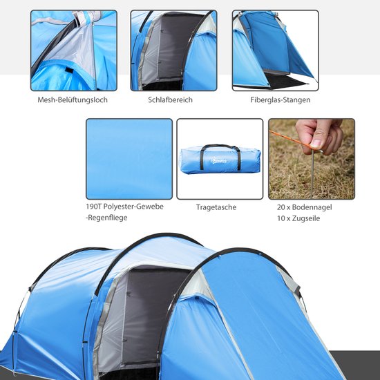Outsunny Campingzelt Polyester, PE Hellblau van Merkloos — afbeelding 3