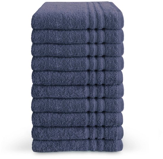 Byrklund handdoeken 50 x 100 - set van 10 - 100% Katoen - Hotelkwaliteit - Zacht en Absorberend - Donker Blauw