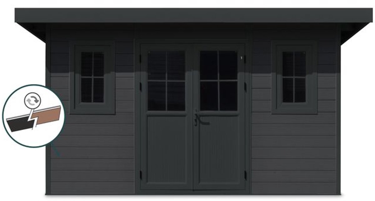 FIRENZE composiet tuinhuis B 386cm x D 292cm hellend dak aluminium RAL 7016 antraciet