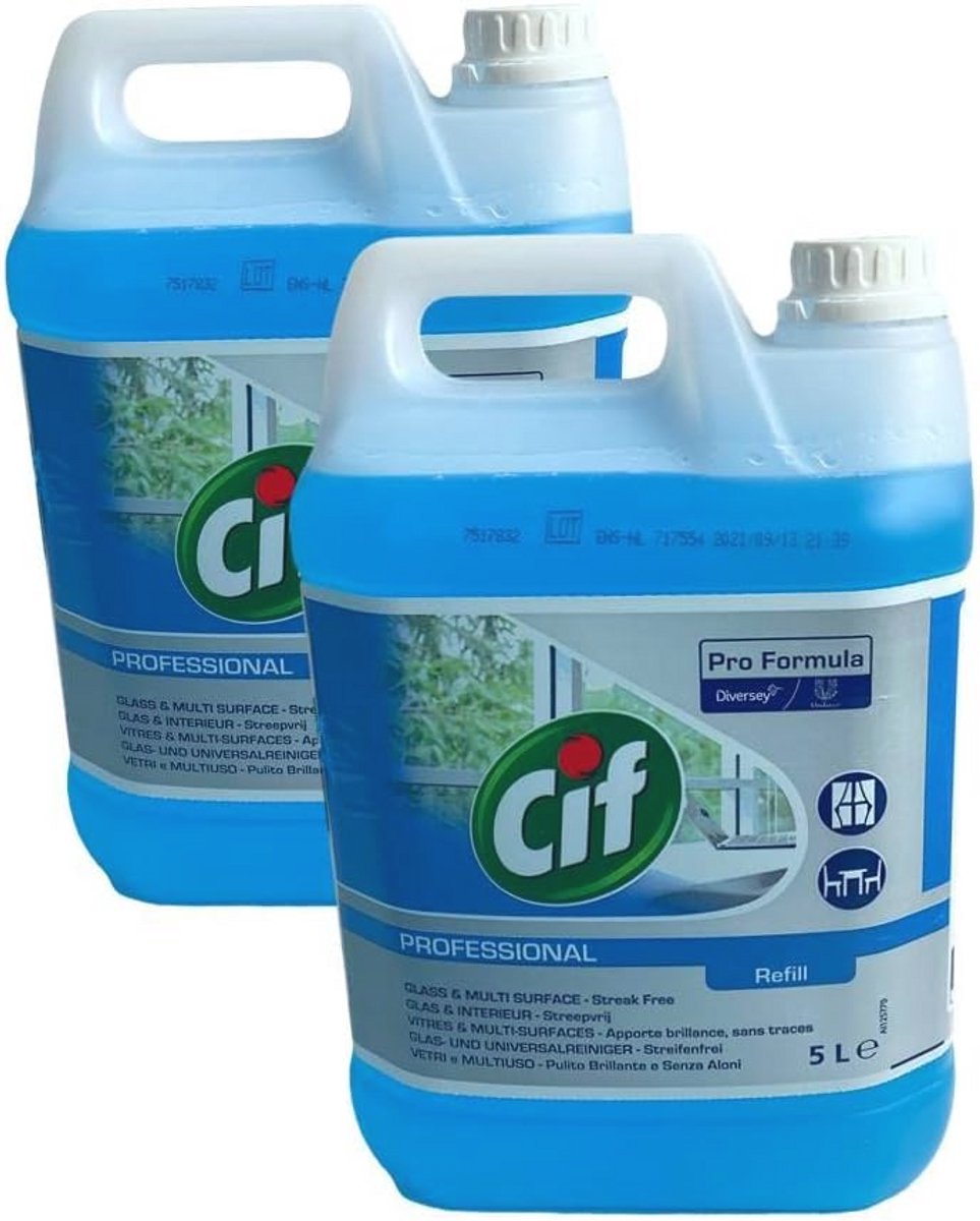 Professionele glasreiniger voor ramen en spiegels - streepvrij en vetoplossend - 2x5L