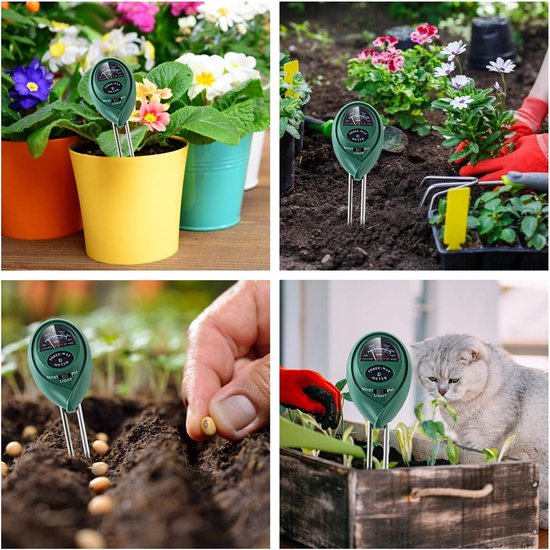 3-in-1 bodemtester kit - Meet vochtigheid, licht en pH - Ideaal voor tuinieren binnen en buiten - Groen - 30 cm - 1 stuk — afbeelding 5