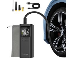 Draagbare Elektrische Luchtcompressor Bandenpomp - 12.000 mAh - Powerbank - Tot 10.3 Bar - Voor Auto / Motor / Fiets / Ballen