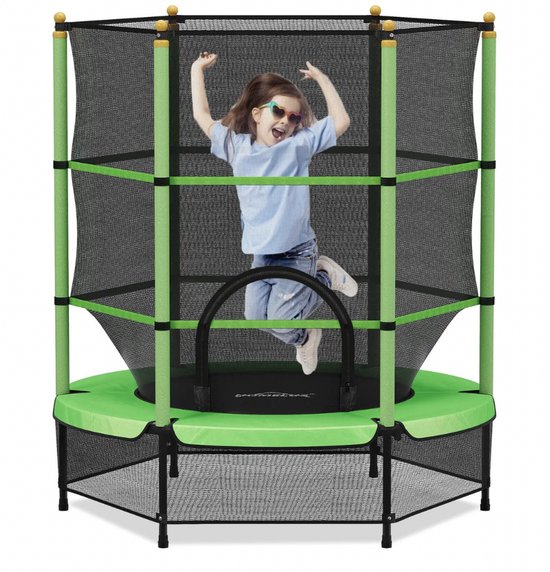 Homelux kindertrampoline - Met veiligheidsnet - 140CM - Stevig EU gecertificeerd - 100KG belastbaar - Groen