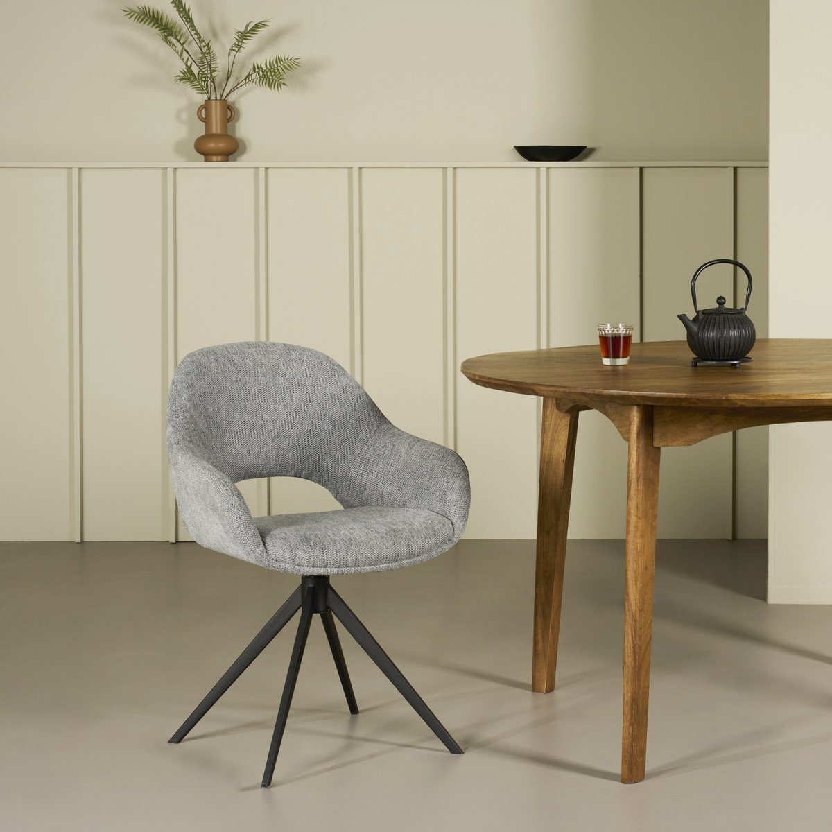 Eetkamerstoel Liperi - Stof - Grijs - 58 x 83 x 62 cm (BxHxD)