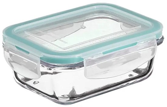 Set van 5 - Vershoudbakjes met deksel - glas - luchtdicht - met clips - 14 x 10 x 5 cm - 330 ml