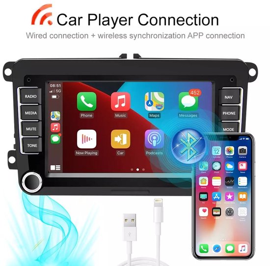 Autoradio Carplay pour Volkswagen | 2003 à 2020 | davilon | Modèle 2025 | 2003 2004 2005 2006 2007 2008 2009 2010 2011 2012 2013 2014 2015 2016 2017 2018 2019 2020 | Bluetooth et Wifi