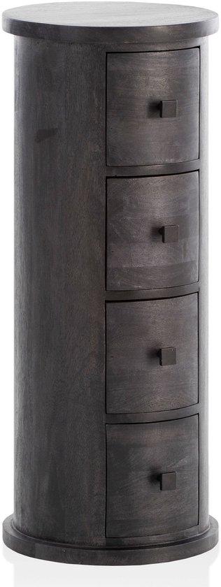 Design dressoir mango massief hout zwart – 4 laden