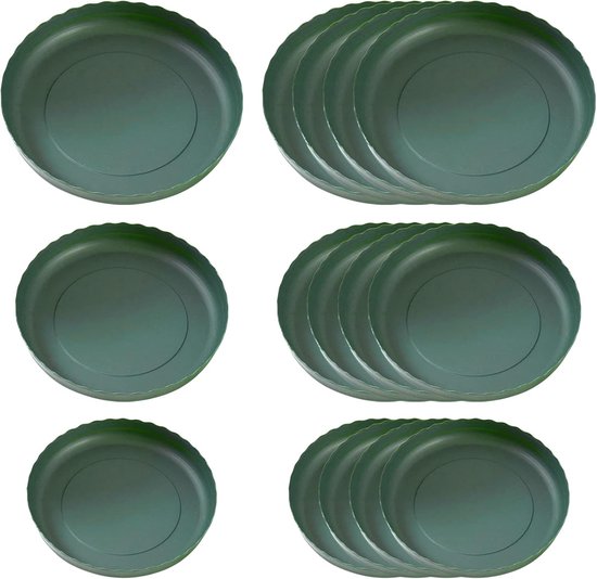 Set Van 6 Grote Plastic Plantenschotels 61 Cm - Ronde Druppelbakken Zwart Voor Binnen En Buiten