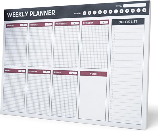 Weekplanner - Werkplanner - A4 - Boho - wit - veer - ongedateerd