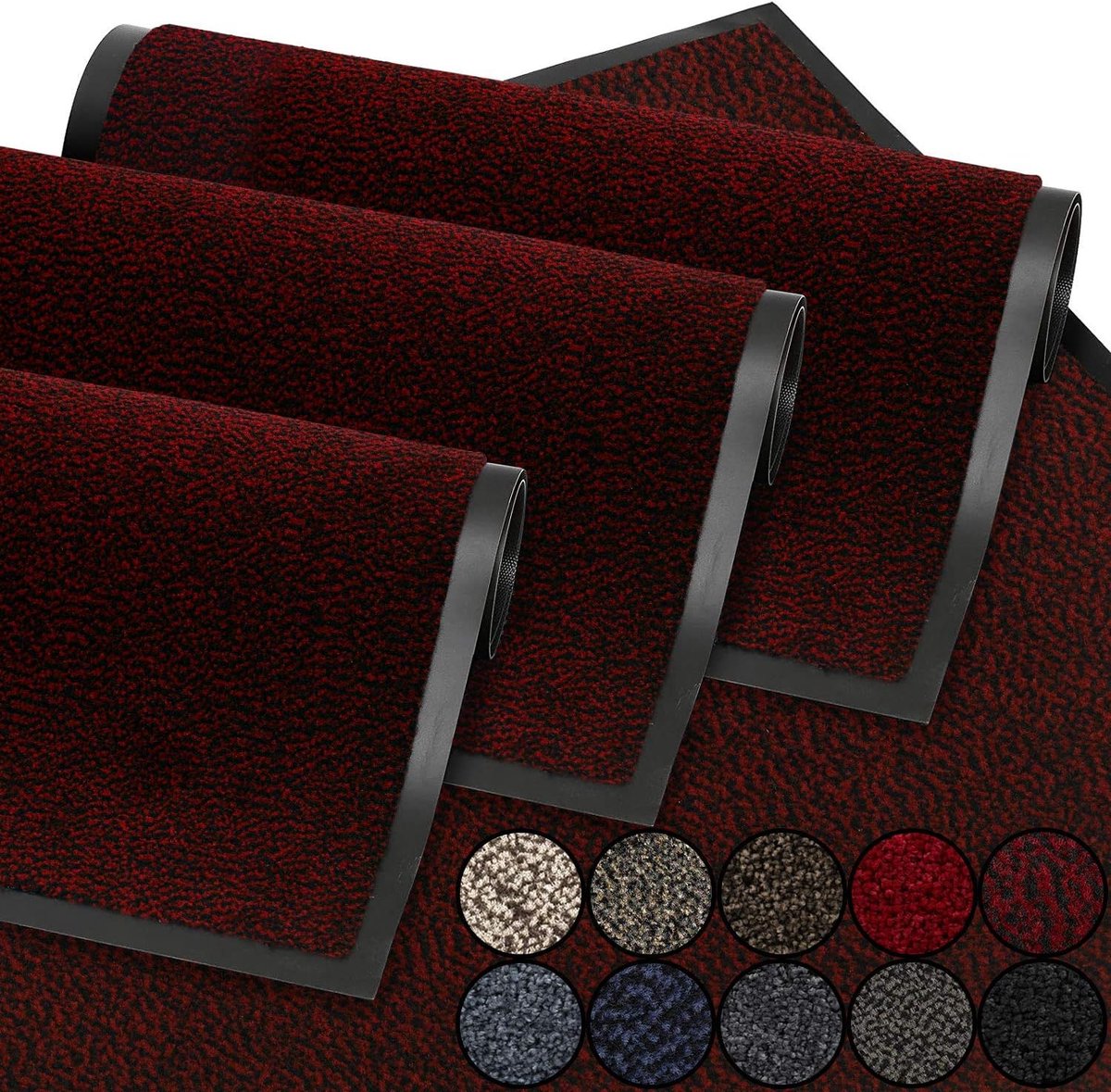 Famanu Deurmat Wijn rood 90x120 cm | entree deurmat waterdicht wasbaar slijtvast vuilvanger | Antislip deurmat voor voordeur, gang, entree, keuken, slaapkamer