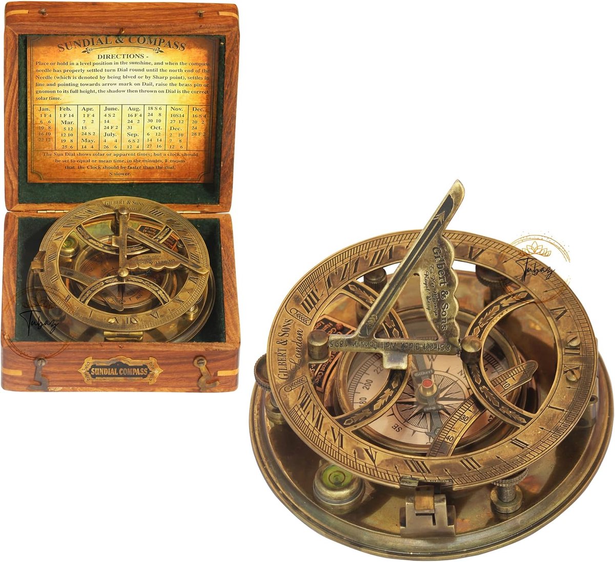 5 Inch Steampunk Zonnewijzer Kompas - Nautisch Nostalisch - Geschikt voor Cadeaus - 1 stuk - Messing - 12,7 cm