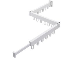 Uittrekbaar droogrek - wandmontage - multifunctioneel - 128 cm - wit - aluminium