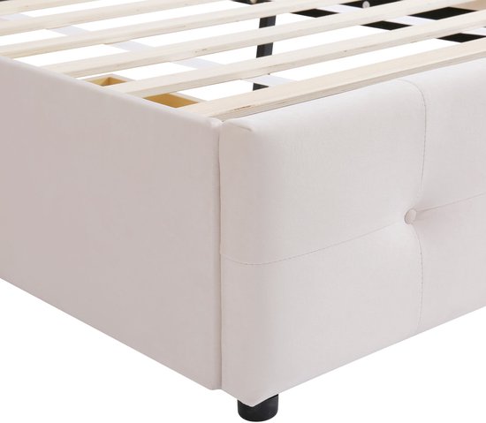 Gestoffeerde uitschuifbare slaapbank - 70 x 180 cm - 2-in-1 voetenbank - Teddystof - beige