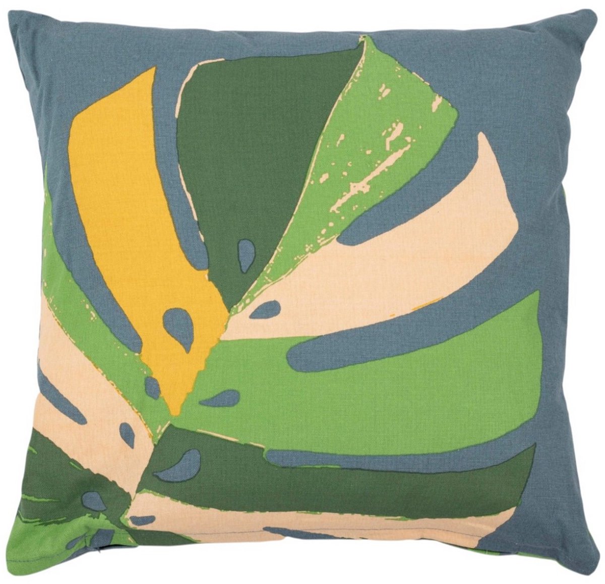 Mars & More Monstera m. blauw kussen 45x45 cm