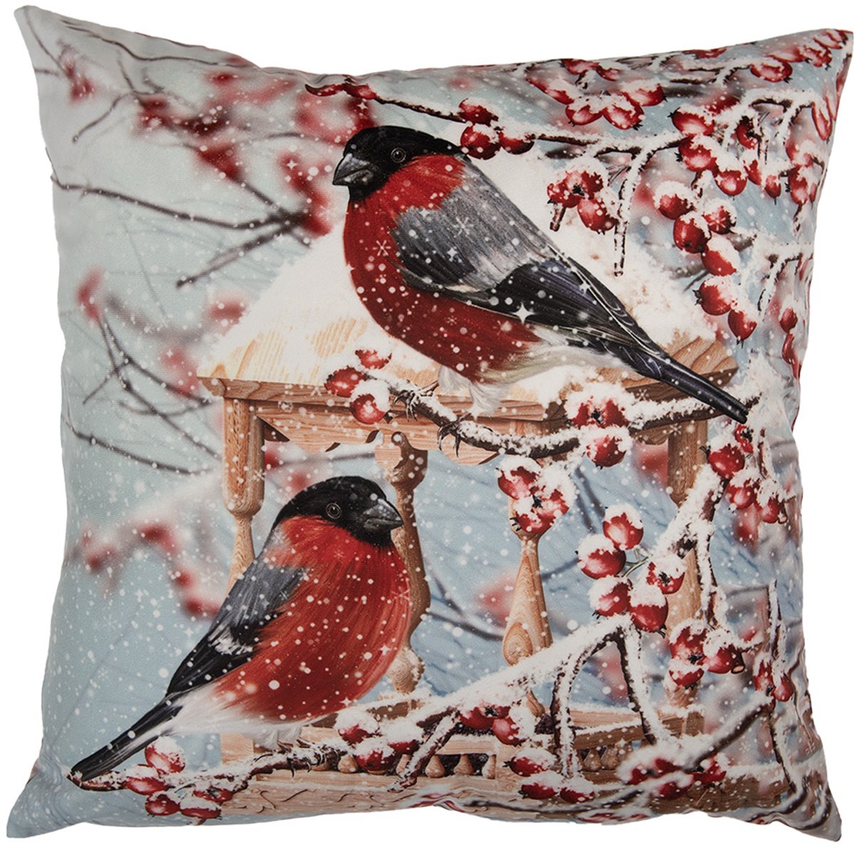 Clayre & Eef Kussenhoes 45x45 cm Blauw Polyester Vogels