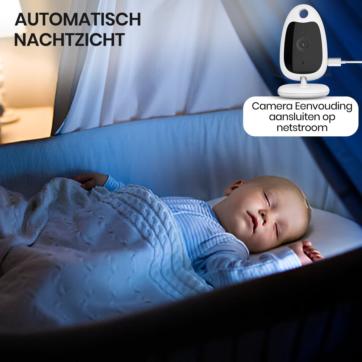 Oemmie Babyfoon - Babyfoon met Camera - Baby Monitor - Baby Camera - Video & Audio - Nachtvisie - Wit – foto 5