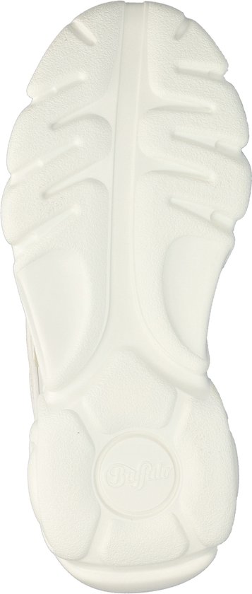 Onderkant van de witte Buffalo sneaker, met Buffalo logo in het midden.