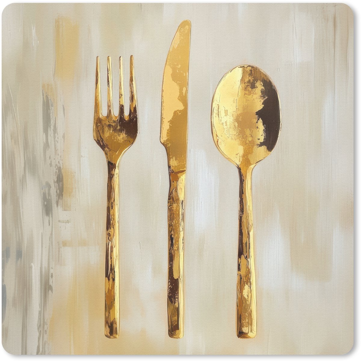 Muismat 20x20 cm - Mousepad Verf - Goud - Bestek - Muismatten