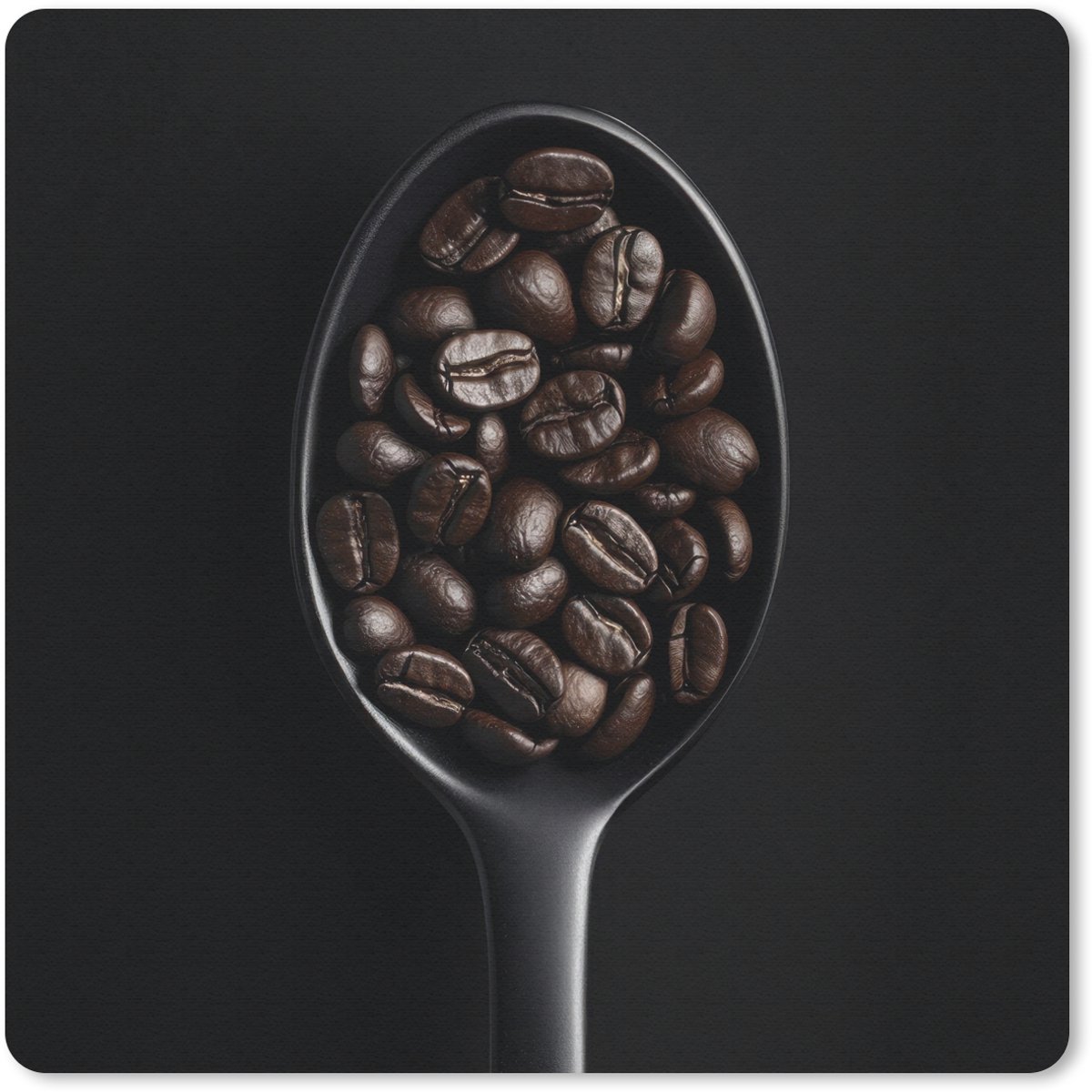 Muismat 30x30 cm - Mousepad Koffiebonen - Lepel - Zwart - Muismatten