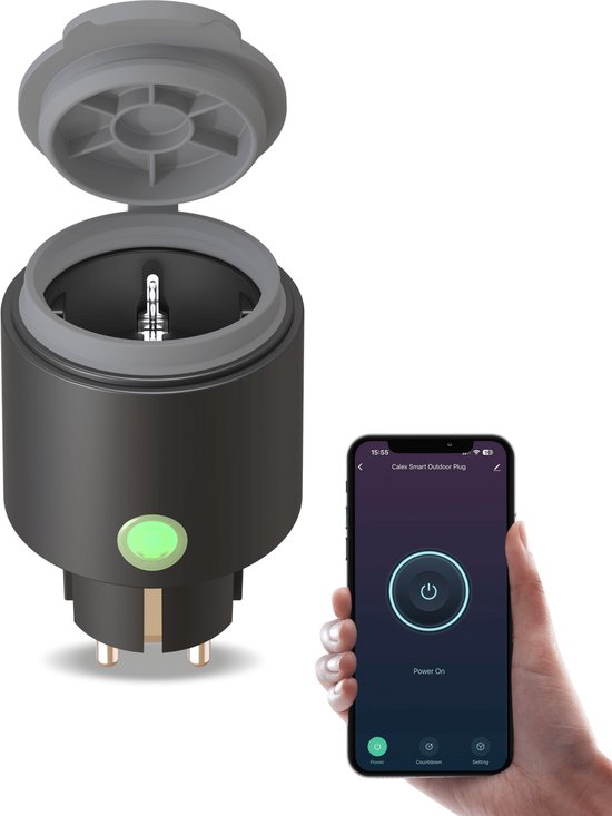 Calex Outdoor Smart Plug - Slimme Stekker - Waterdicht - met App Bediening - Werkt met Alexa en Google Home