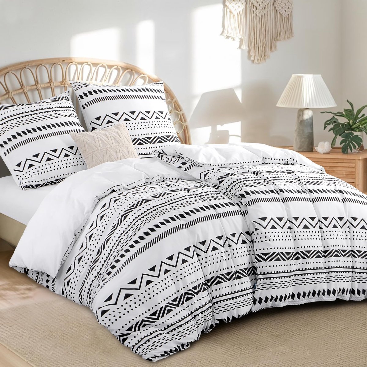Unyqoos Stijlvolle Boho Katoenen Dekbedovertrekset 4-delig met Ritssluiting voor Comfort en Gemak grijs
