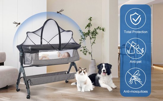 Klamboe - Muggennet - Klamboebed - Opvouwbaar - 55cmx100cm - Zwart - Anti-Muggen - Lichtgewicht - Met rits - Voor babybedje — afbeelding 3