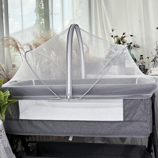 Klamboe - Muggennet - Klamboebed - Opvouwbaar - 55cmx100cm - Wit - Anti-Muggen - Lichtgewicht - Met rits - Voor babybedje — afbeelding 4