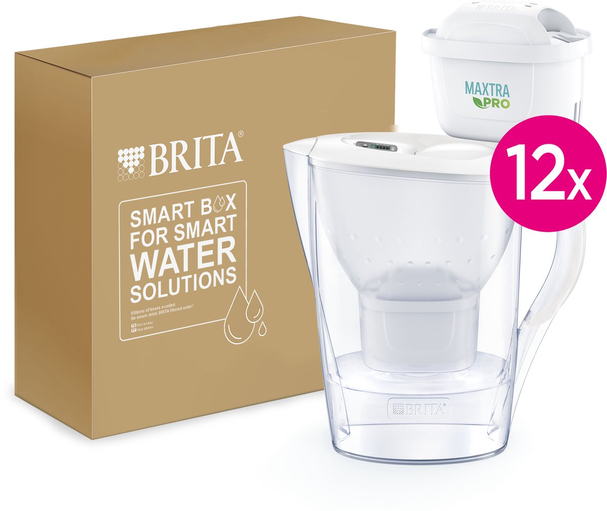 BRITA Waterfilterkan Marella Cool + 12 MAXTRA PRO Filterpatronen - Wit | Waterfilter Brita Filter - (SIOC) Duurzaam verpakt