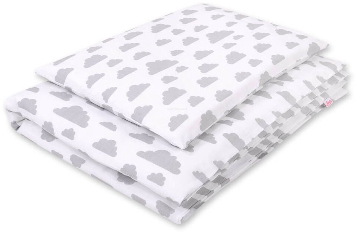 Baby katoenen beddengoedset 2-delig 135x100 cm- wolkengrijs