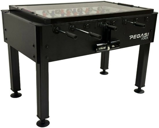 Pegasi Voetbaltafel Forza Pro Black Professional line - Kickertafel - Voetbaltafel - Telescoop stangen - Incl. 10 tafelvoetballen - Met glasplaat - Kunststof