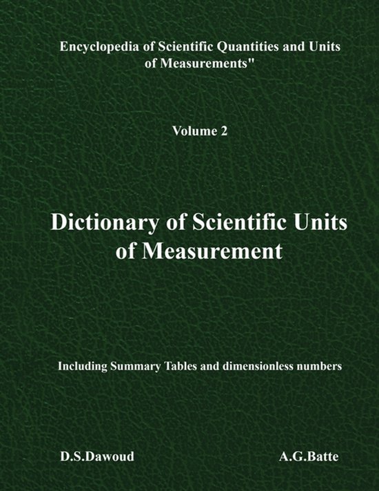 Dictionary of Scientific Units of Measurement - Volume II - cover