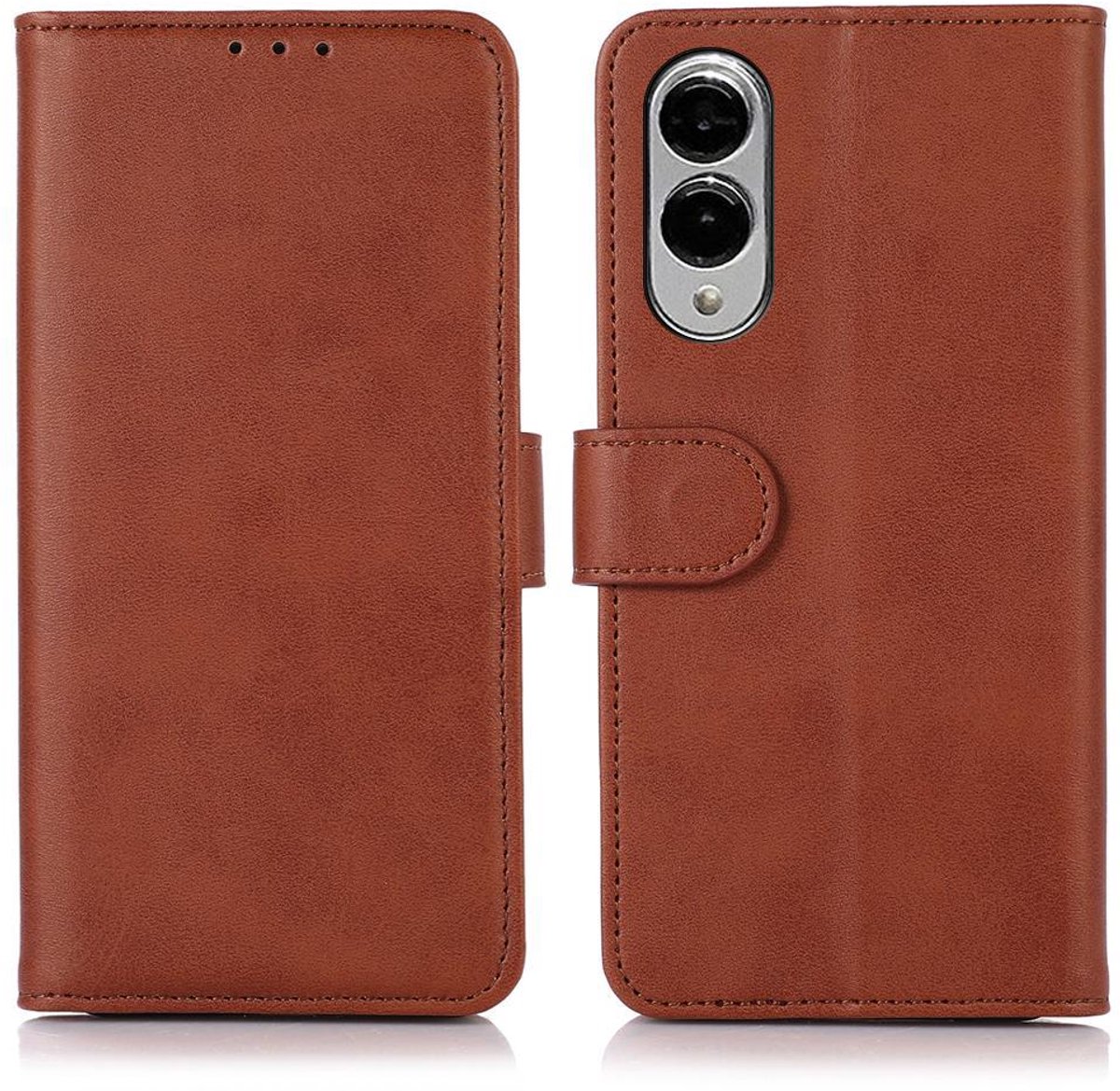 Mobigear Telefoonhoesje geschikt voor Samsung Galaxy S25 Edge Hoesje | Mobigear Wallet Bookcase Portemonnee | Pasjeshouder voor 3 Pasjes | Telefoonhoesje voor Pinpas / OV Kaart / Rijbewijs - Bruin