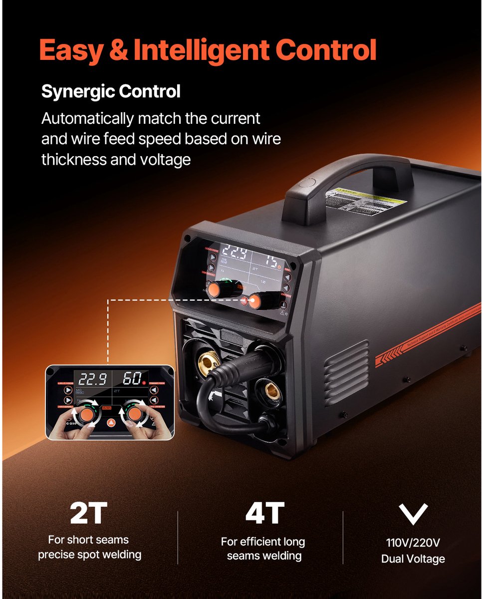 Pro MIG Lasapparaat – 200 Ampère – Geavanceerde 5-in-1 synergische lasoplossing met MIG Pulse, Gas-MIG, Flux Core MIG, Elektrode en Lift-TIG – foto 8