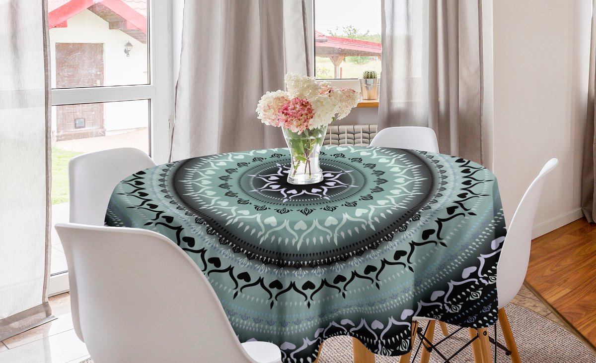 New Bed Tribal Vintage Mandala Cirkels Ronde Tafelkleed, Cirkel Tafelkleed voor Eetkamer Keuken Decoratie, 150 cm Diameter