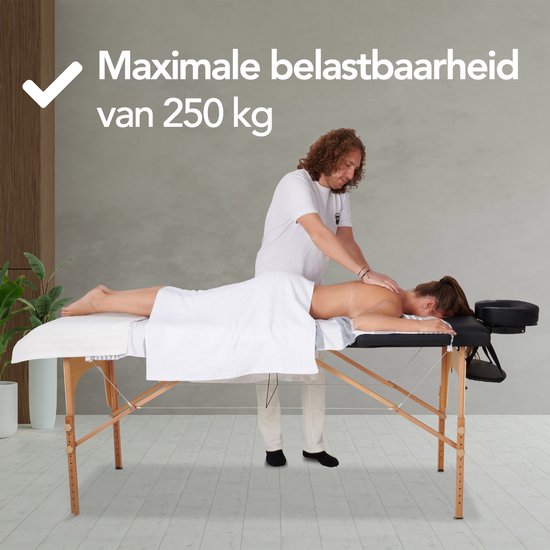 Brixy Massagetafel - Inklapbaar - 250KG Draagvermogen - 8 Hoogtestanden - Incl. Opbergtas - Behandeltafel - Zwart