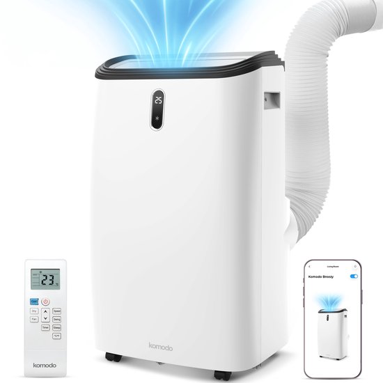 Komodo Mobiele Airco Frosty 12000 BTU - 3 in 1 Airconditioner - Koelen & luchtontvochtiger - Raamafdichting - Afstandsbediening - Ventilator - Voor 45m2