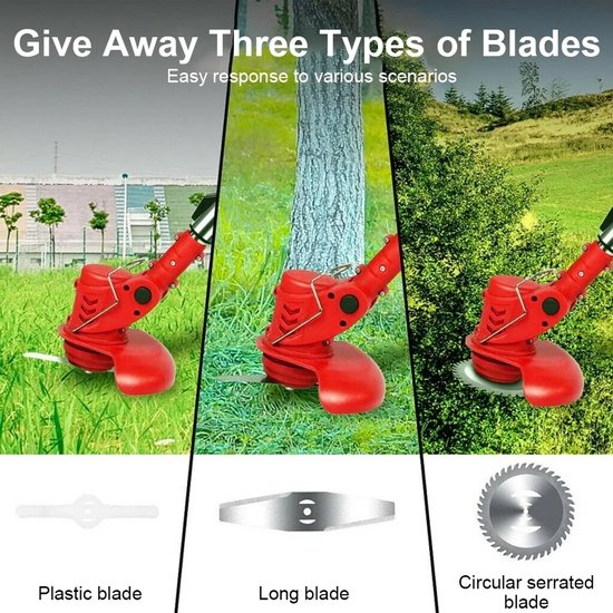 Mila Shop Grastrimmer - Grasschaar - Grasmaaier elektrisch - 2 accu's en lader - Bostrimmer - Kantmaaier - Draadloos - Rood — afbeelding 2