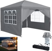 Compact With Button Paviljoen 2,5x2,5m - Met 4 Zijdelen - UV-Waterdicht Grijs