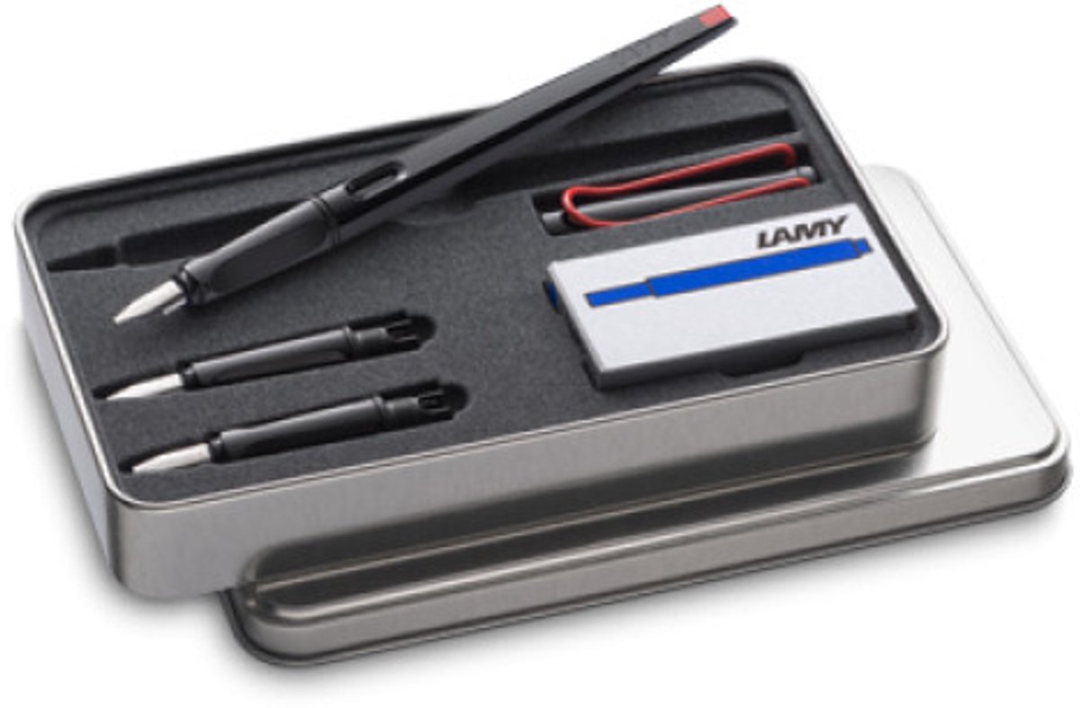 LAMY Joy Black Kalligrafie Vulpen Set – Mooischrijfpennen met 3 verschillende nibs (1,1/1,5/1,9 mm) – Vulpen met bandzugpenpunt en ergonomisch handvat – inclusief 5 Tintenpatronen T 10 blauw — afbeelding 8