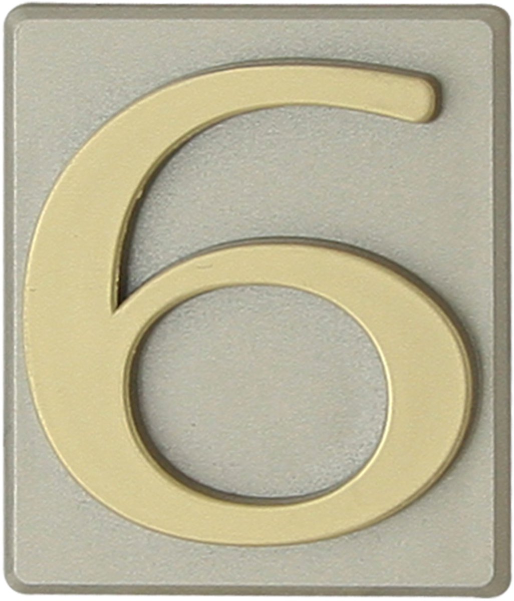 Domino® Deurnummer Zelfklevend INV - "6" - Olijfgroen - Woonhuisnummer Hotelkamernummer 40x47mm - Huisnummer Brievenbus Adresnummer Stickers - Huisnummerplaatje - Deur en Kamernummer - Lockernummer