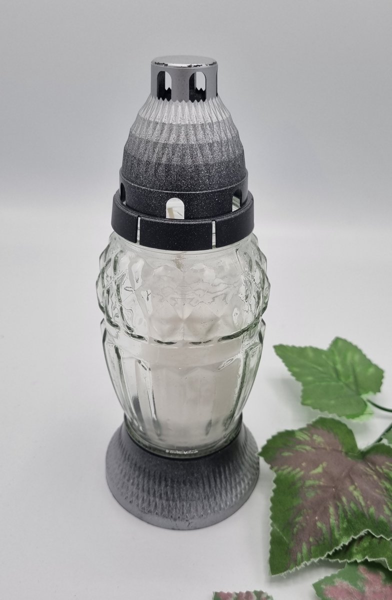 Herdenkingslicht - M026 - Zilver - Inclusief kaars - Grafdecoratie - Graflantaren - Windlicht