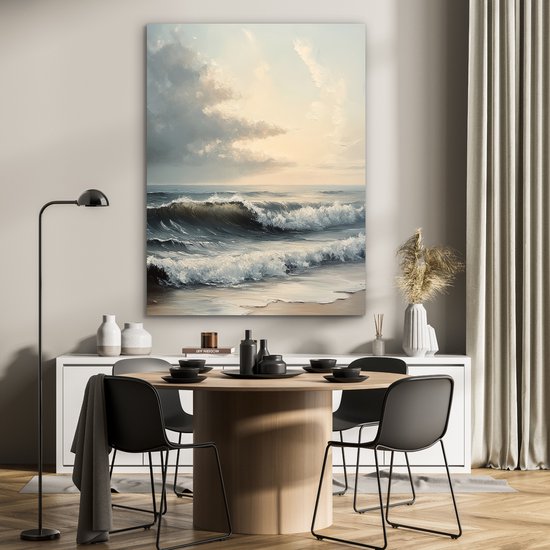 Tableau aluminium 90x120 cm - Décoration murale métal - Plage - Mer - Coucher de soleil - Décoration murale métal salon - Décoration industrielle - Photo sur dibond - Accessoires industriels chambre