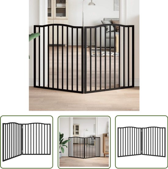 Barrière pliante pour chien The Living Store, 2 panneaux, 160 cm, bois de peuplier noir - Barrière pour chien - Cage pour chien - Protection Puppy - Barrière d'escalier - Barrière intérieure